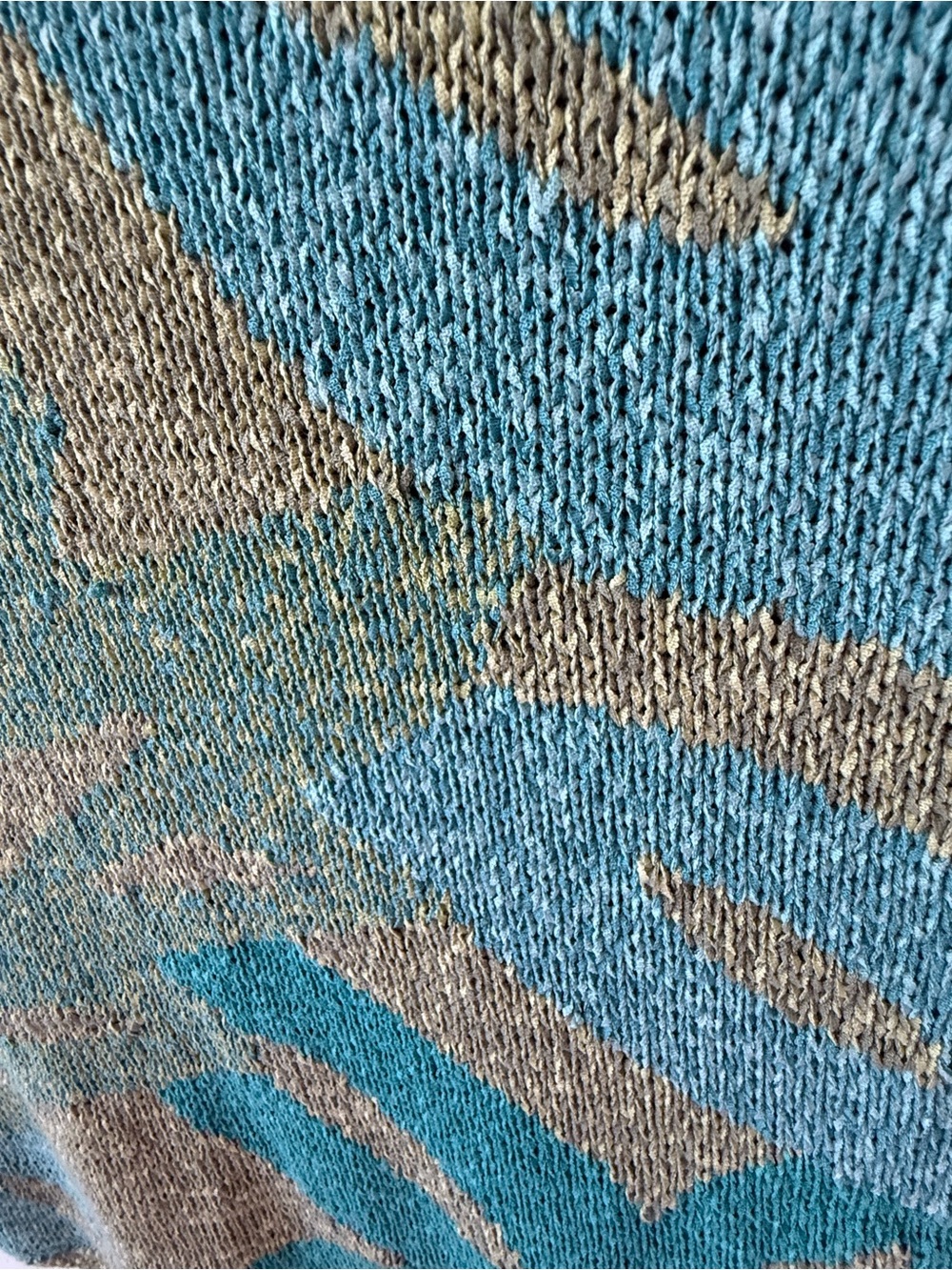 Sigrid Olsen Green & Teal Leaf-Pattern Short Sleeve Knit Top - Picture 3 of 13